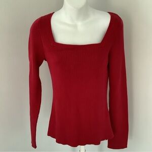American Eagle Outfitters Red Ribbed Knit Holiday Top Sz. L